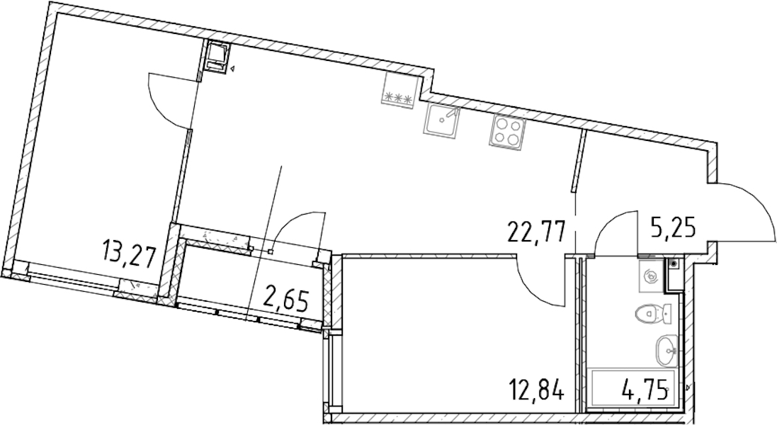 2-комнатная квартира 58.88 м², 14/17 эт., ЖК «Город Первых»